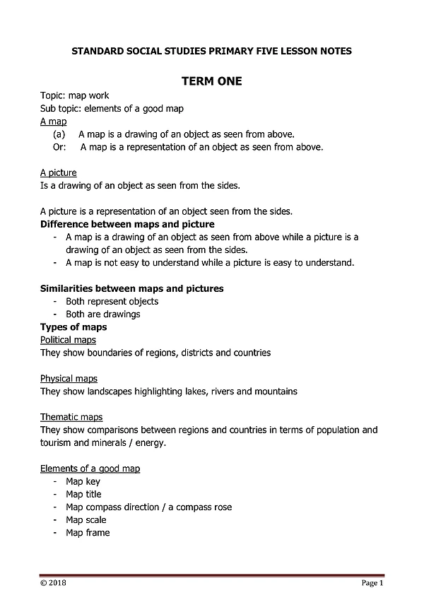 P 5 Lesson Notes SST