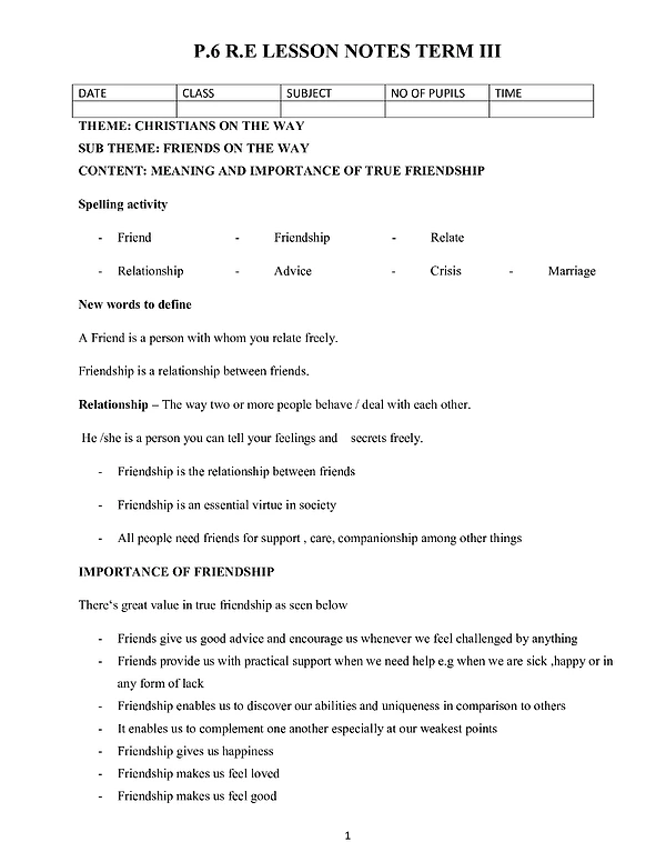 p.6 r.e lesson notes term iii