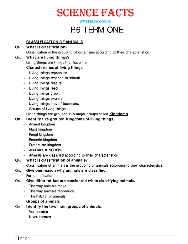 p.6 science facts - fresh teacher