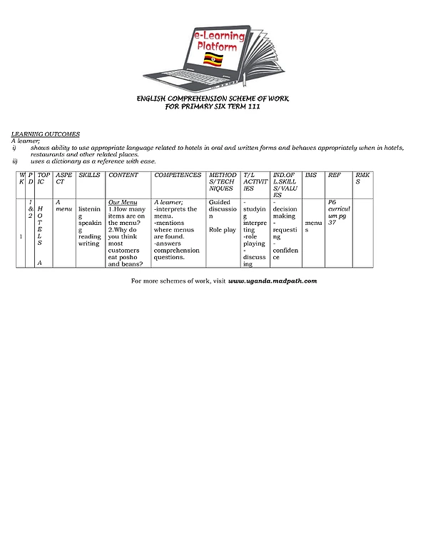 P.6 Comprehension Term Iii