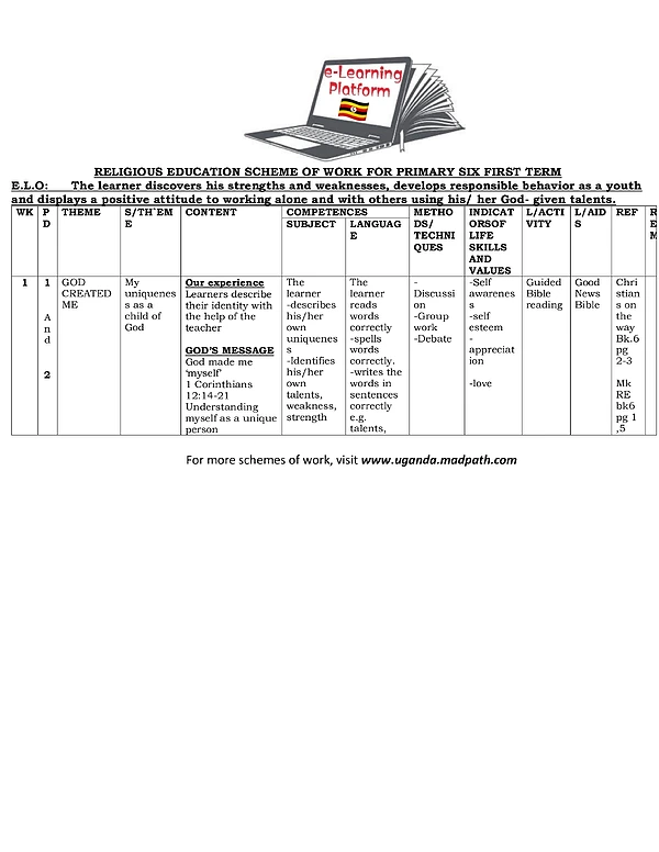 P.6 R.e Scheme Term One