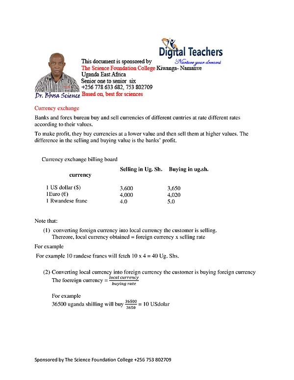 Currencies Upper Primary
