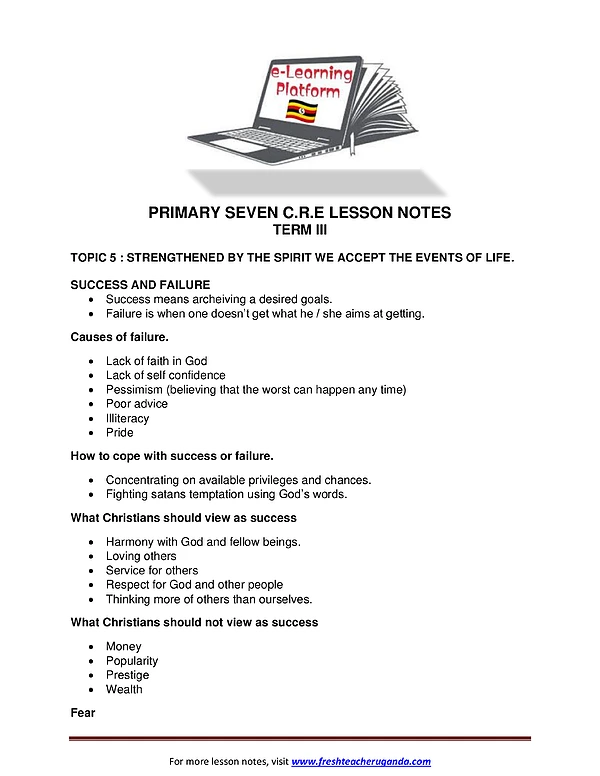 P7 C.r.e Lesson Notes Term Iii