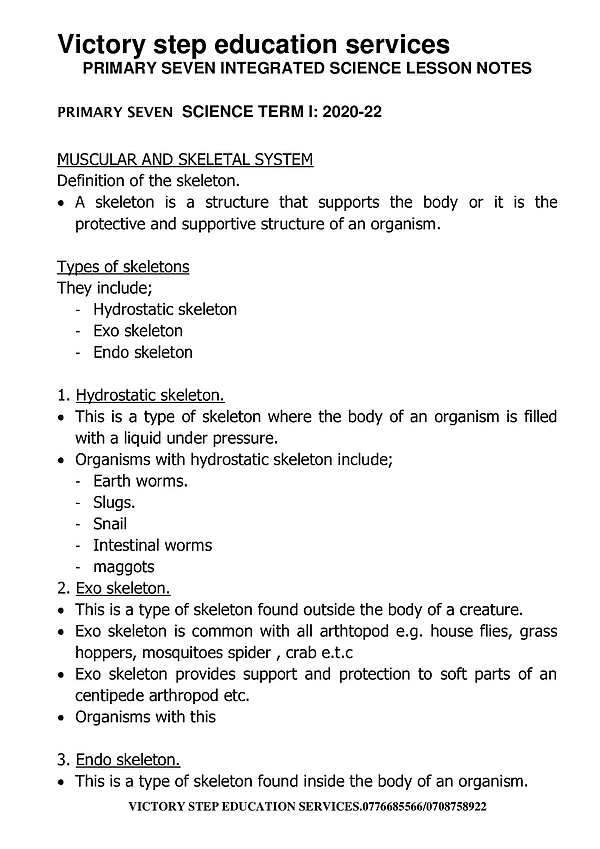 Science p.7 Lesson Notes