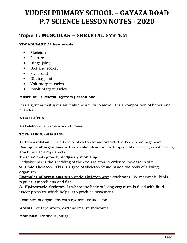 P.7 Science Notes Term One - Fresh Teacher's Library