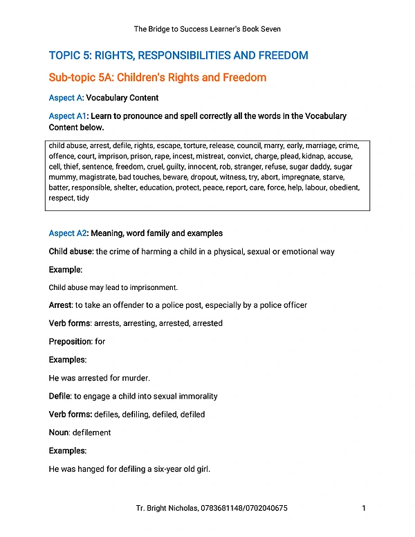 Children's Rights, p.7, Topic Five