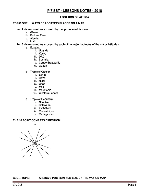Lesson Notes SST P 7