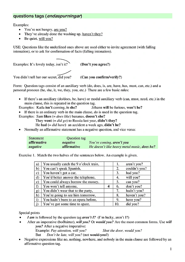 P7 English Question Tags