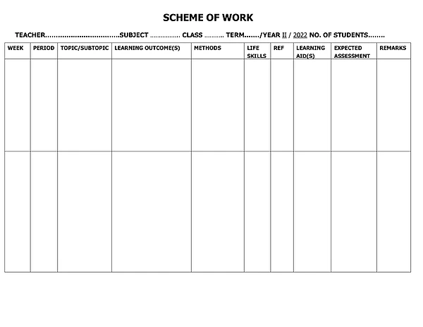 Scheme of Work Prototype