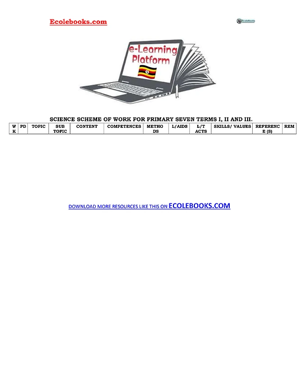P.7 Science All Schemes of Work (Ecolebooks.com)