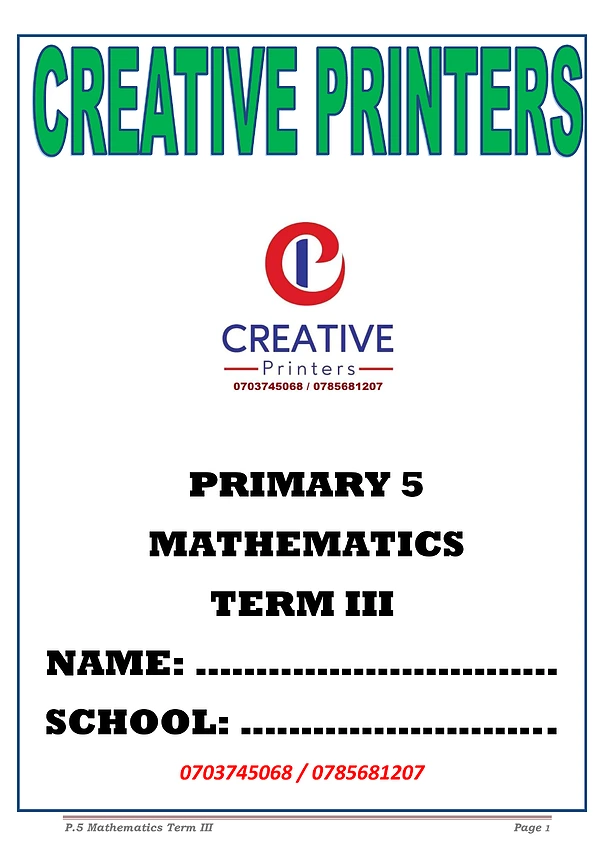 p.5 mathematics work book term 3 - creative printers