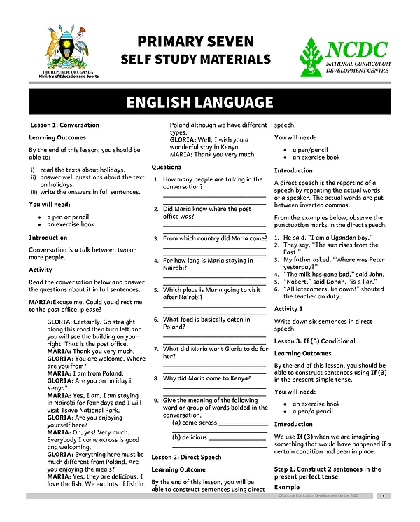 primary seven self study materials