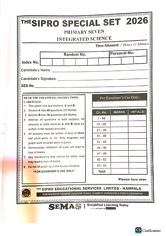 sipro pre ple special set science paper
