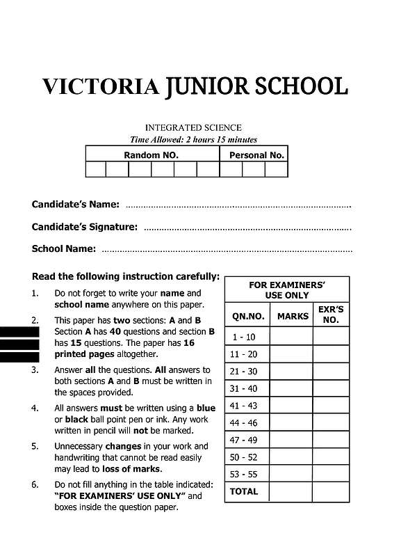 victoria junior school pre ple set 2 science