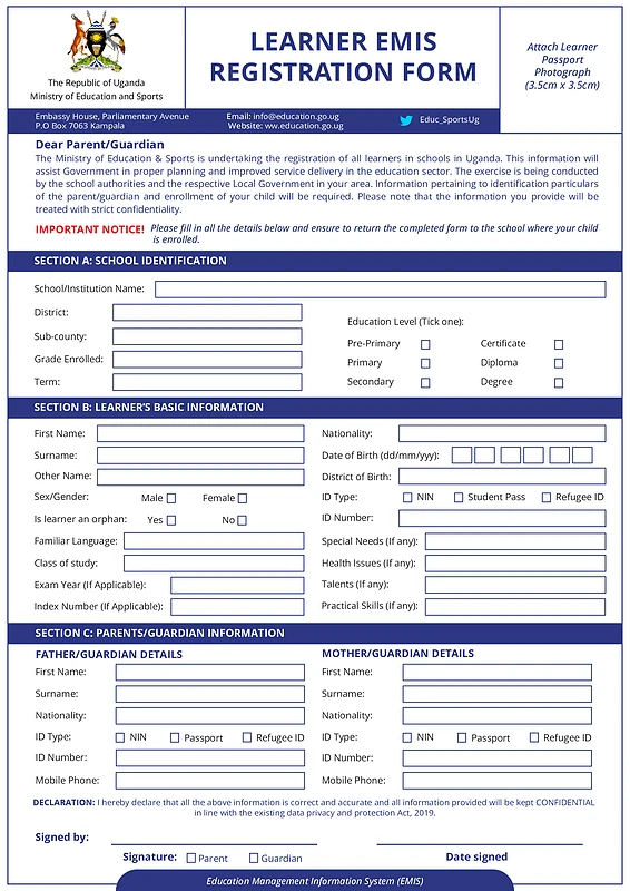 learner emis registration form 2023