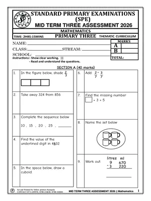 standard primary exams board mid term 3 2026 primary three mathematics paper