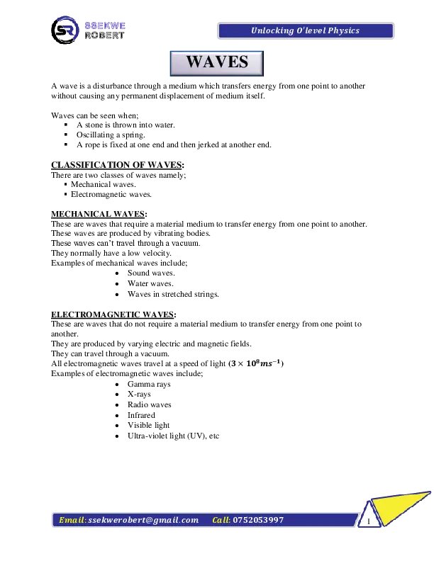 o level - physics (waves) ssekwe robert