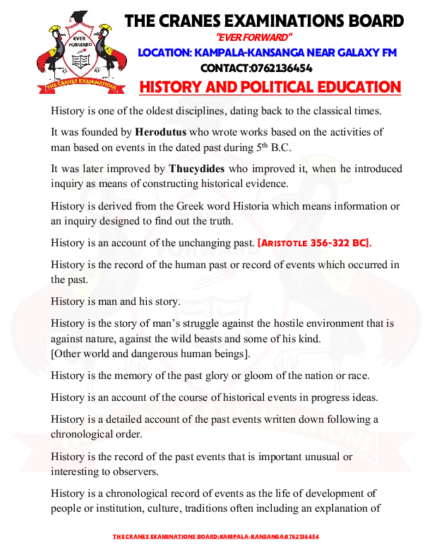 o level - history and political education notes (new curriculum) - cranes