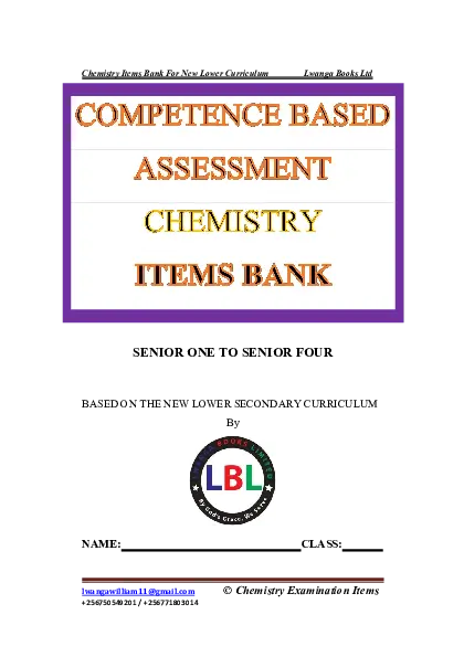 s1 - s4 chemistry items bank for new lower secondary curriculum - lwanga william