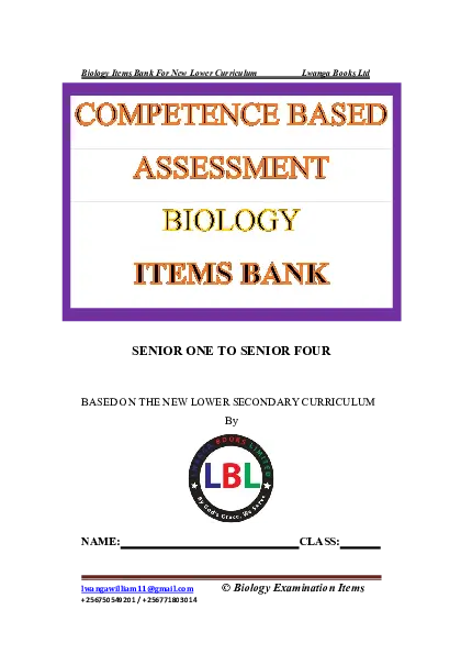 s1-s4 biology items bank for new lower secondary curriculum - lwanga books