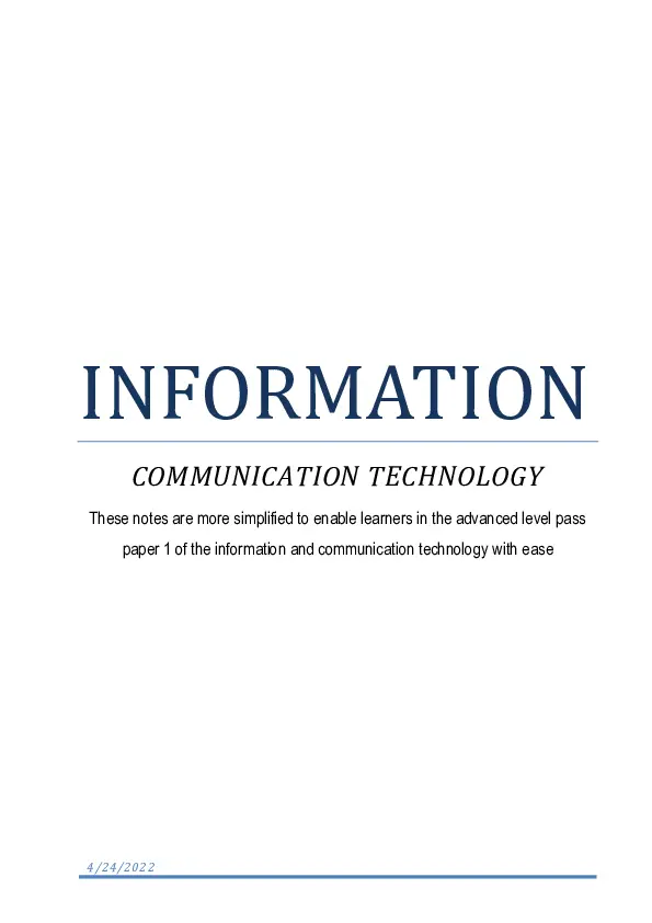 a level ict notes (senior five & senior six)