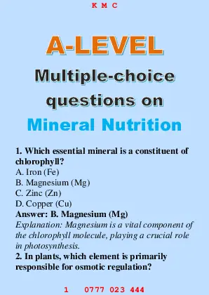 guide to a level multiple choice questions on mineral nutrition