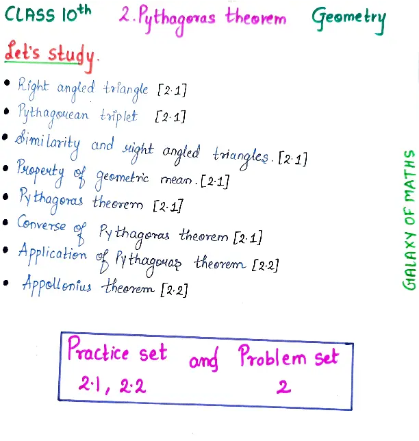 mathematics - pythagoras theorem handwritten notes - galaxy of maths