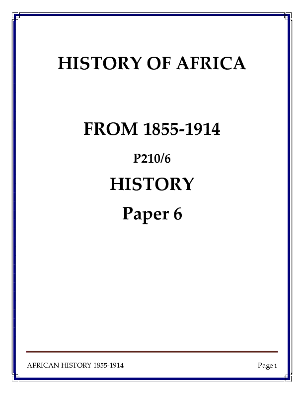 history of africa from 1855-1914 simplified
