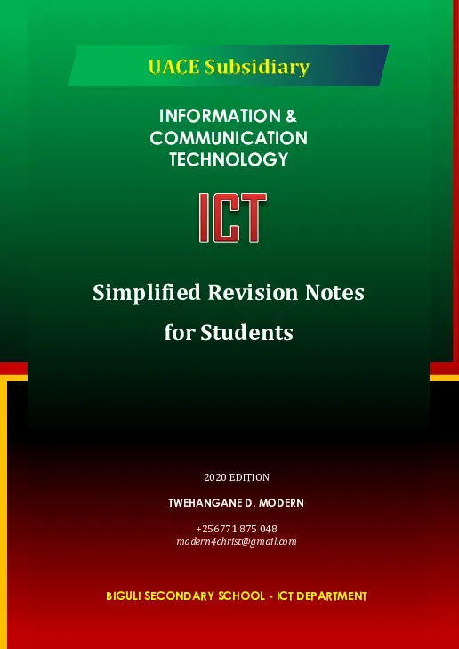 uace subsidiary information and communication technology (ict) simplified revision notes for students