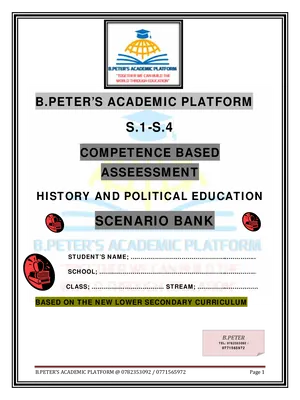 s.1 - s.4 history scenario based questions for new lower secondary curriculum 