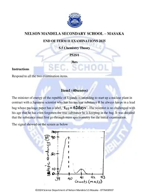 senior five (s5) chemistry end of term two paper 1 - new a level curriculum - mandela