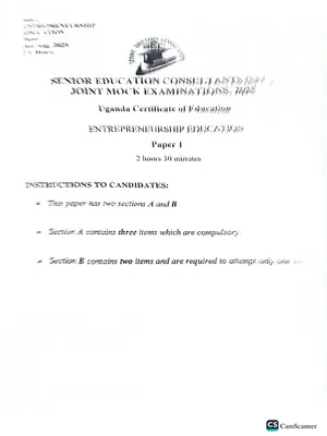 s4 new curriculum entrepreneurship mock exam - 2025