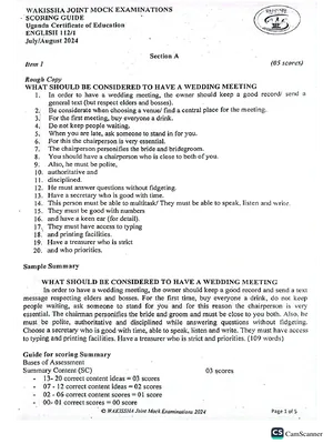 wakissa joint mocks - senior four s4 2024 scoring guides for all papers