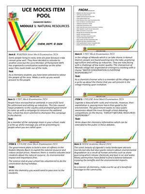 chemistry natural resources scenario based questions for senior four (s4) for new curriculum