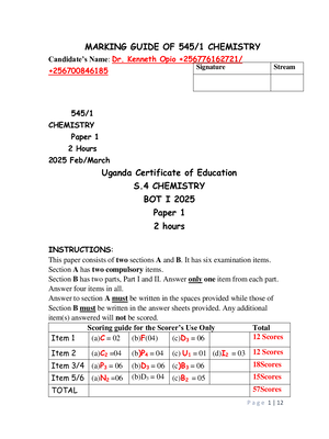 senior four (s4) chemistry paper 1 (545/1) scenario based with answers by dr. opio