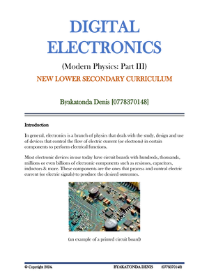 digital electronics - best notes for physics new lower secondary curriculum