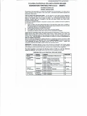 uace draft timetable 2025