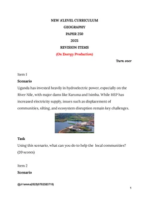 new a level curriculum senior five geography scenario based items on energy production