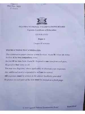 uce geography paper 1 2025 uneb paper