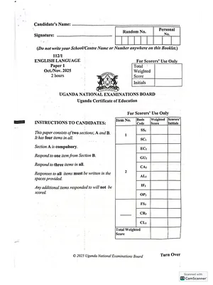 uce english paper 1 2025 uneb paper