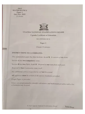 uneb uce mathematics paper 1 2025