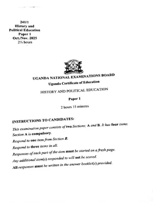 uce history and political education paper 1 uneb 2025