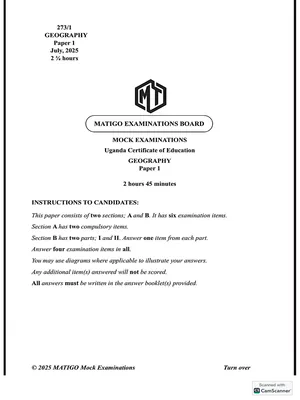 matigo mocks 2025 uce geography paper with answers scoring guide