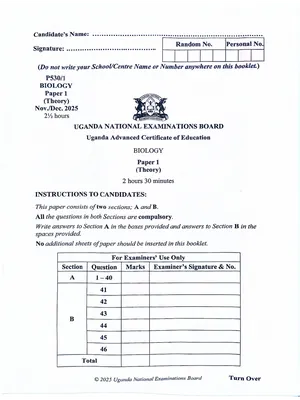 uneb uace s6 biology paper 1 2025