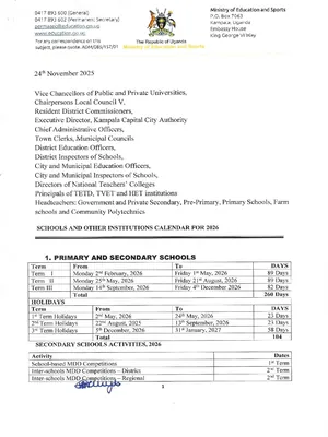 2026 school calendar