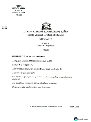 uneb uace geography paper 1 2025