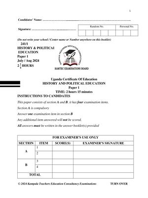 s.4 history and political education paper 1 - kamtech