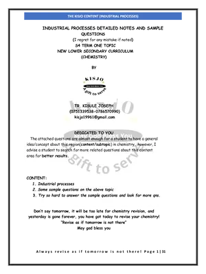 senior four s4 industrial processes detailed notes and sample questions 
