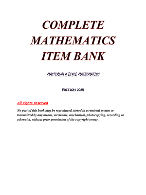o level s1 to s4 mathematics scenario questions item bank
