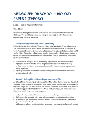 s5 biology end of term one scenario based exam mengo ss
